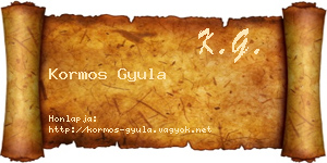 Kormos Gyula névjegykártya